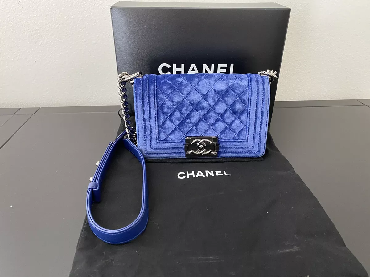 Chanel Boy Bag Small Velvet Blue