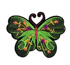 green Butterfly Embroidered Patch Sew Iron On Colorful 2919