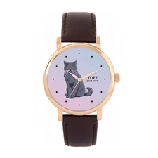 Toff London TLWS-31971 Ladies Blue British Shorthair Cat Watch