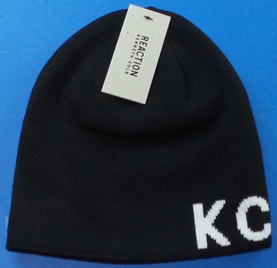 REACTION KENNETH COLE Beanie Hat KC Logo Black Reversible Winter New Tag MSRP$38
