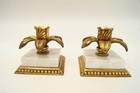 Vintage Brass & Marble Buffet Set Bowl w/ Matching Candle Stick Holders Ormolu — photo 7