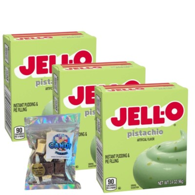 Jell-O Pudding 3.4oz Box(3-Pack) 1oz Ice Cream Bites (Pistachio)