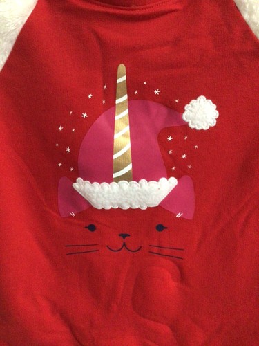 NWT Cat & Jack Girl's Red Cat/unicorn Santa Holiday Sweater, Sweatshirt Sz 6-6X - Picture 7 of 11