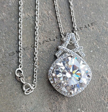 7.80 Ct Certified Diamond Solitaire necklace- Great Luster.FREE Diamond studs