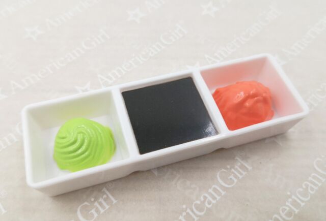 American Girl dipping sauce tray sushi set wasabi ginger soy for 18'' doll food