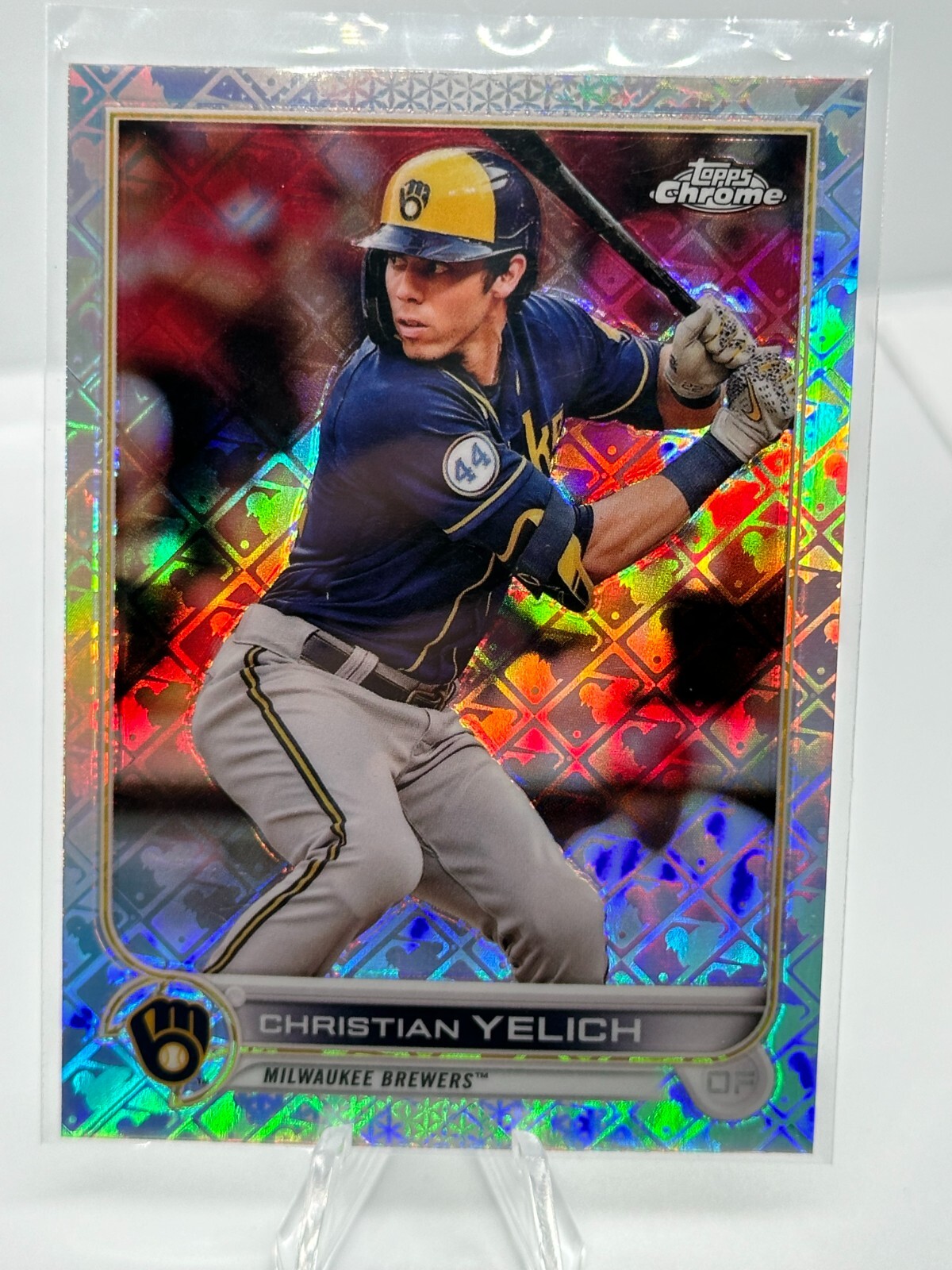 2022 Topps Chrome Logofractor Christian Yelich #106 - Milwaukee Brewers