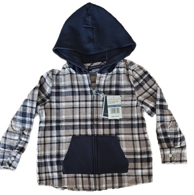 Andy & Evan ~ Hooded ~ Plaid ~ Flannel Shirt ~ Zipper Closure