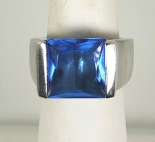 Unisex Sterling Silver Blue Quartz ring size 6.25 sleek design