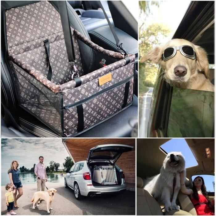 Siège d'appoint voiture pour chien et chat brun matelassé