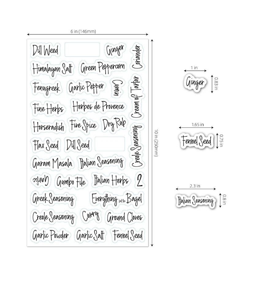 276 x Herb Spice Jar Labels Printed Stickers Kitchen Storage Jar Decal 8 Sheets - Image 3 of 4