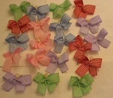 20 Small Gingham print Dog Bows Grooming Bows quality grosgrain ribbons USA NEW