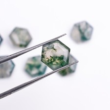 Natural Moss Agate Faceted Cut Hexagon Shape 8X8 Loose Healing Gemstone 1 Ct.