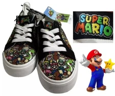 Nintendo Super Mario Bros Little BOY SIZE 13 Lace Up Low Top Shoe COLOR BLACK