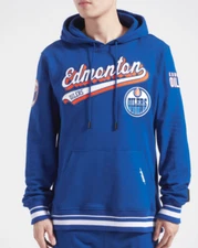 Men's Pro Standard Royal Blue Edmonton Oilers Script Tail Pullover Hoodie Hockey