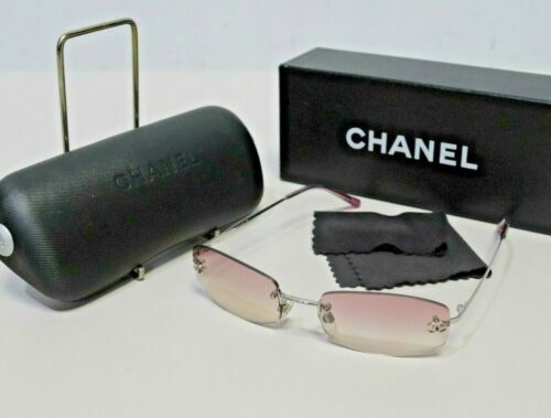 CHANEL Sunglasses Coco Mark Rimless Clear Silver Women's i13442