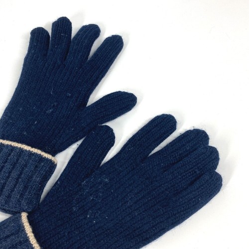LOEWE Anagram logo Gloves Leather Tag Leather Tag gloves wool Navy - Picture 7 of 11