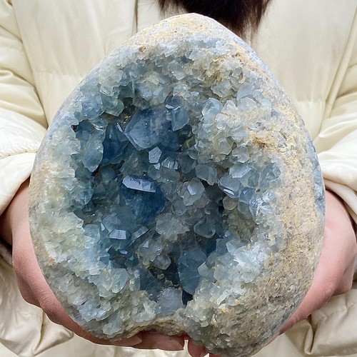 5.99LB Natural Beautiful Blue Celestite Crystal Geode Cave Mineral Specimen