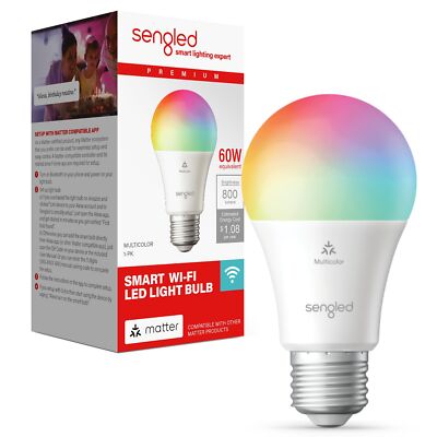 Sengled LED Smart Light Bulb (A19), Matter-Enabled, Multicolor, Works with Al...