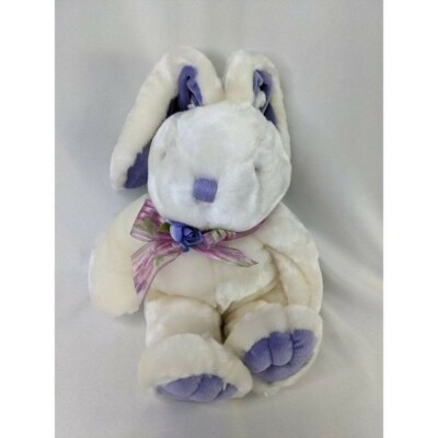 White Rabbit Plush 11 Inch Purple Ears Feet Main Joy Ltd Stuffed Animal Toy