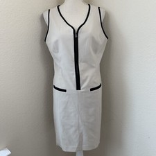 Nine West Women’s Size 10 Beige Black Dress Sheath Zipper Knee Length Career