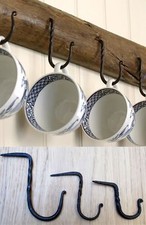 5 X Hand Forged iron Rustic Blacksmith kitchen beam cup mug dresser NAIL IN HOOK