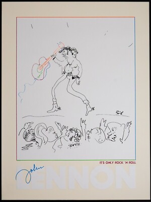 John Lennon Lithograph Poster It's Only Rock'n RollSigned Bag One