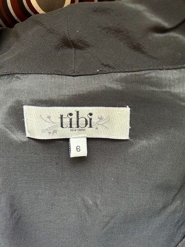 Tibi Silk Dress 60s Retro Print Scoop-Neck Short Sleeve Black Size 6 Small EUC - Picture 4 of 7
