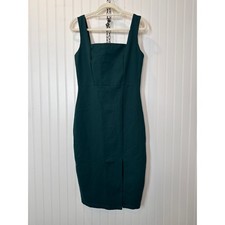 Lulus Baby, You're The One Dark Green Sleeveless Bodycon Midi Dress Cocktail L