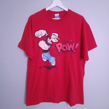 Vintage Popeye The Sailor Man Pow FREEZE Graphic T-shirt Red XL