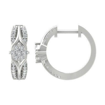 Sterling Silber Runde Natürliche Diamant Komposit Creolen Geschenk für Frauen