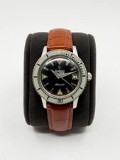 Vintage 1960s Zodiac Sea Wolf 35MM Automatic Diver Watch Stainless Steel Runs