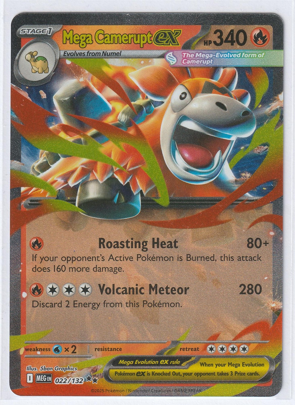 MEGA CAMERUPT EX 022/132 Pokemon TCG Double Rare Mega Evolution NM