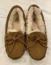 UGG Dakota Women  s Brown Suede Shearling Lined Moccasin Slippers US 7