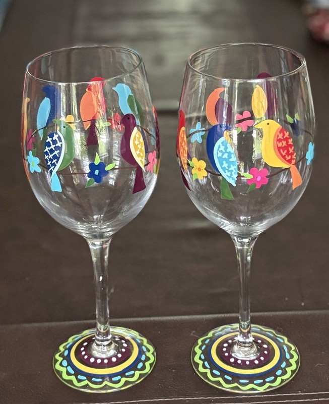 (2) Pier 1 Parrot Wine Glasses Set Of 2 Great Condition!