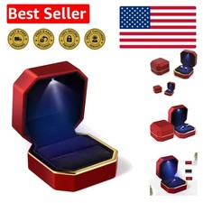 Deluxe Velvet Jewelry Box with LED Light - Ideal for Engagement Rings Gifts