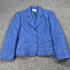70s Checkered Ocean Blue Pendleton Wool Blazer Womens Medium No Flaws Excellent