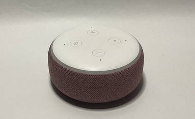 Amazon Echo Dot (3rd Gen) Alexa Smart Speaker, Fabric Sphere, Pink/White