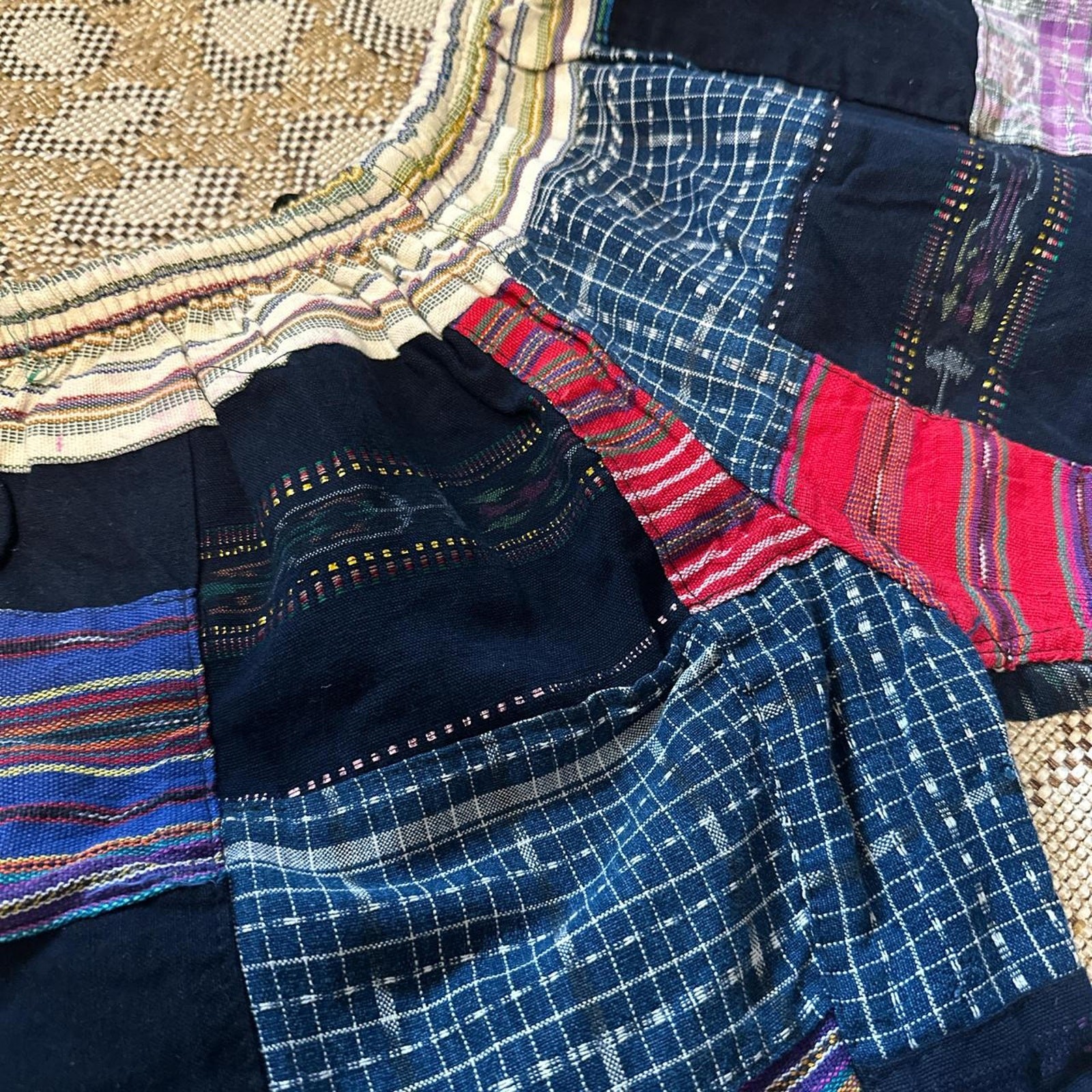 Unique patchwork drawstring shorts, handmade in B… - image 7