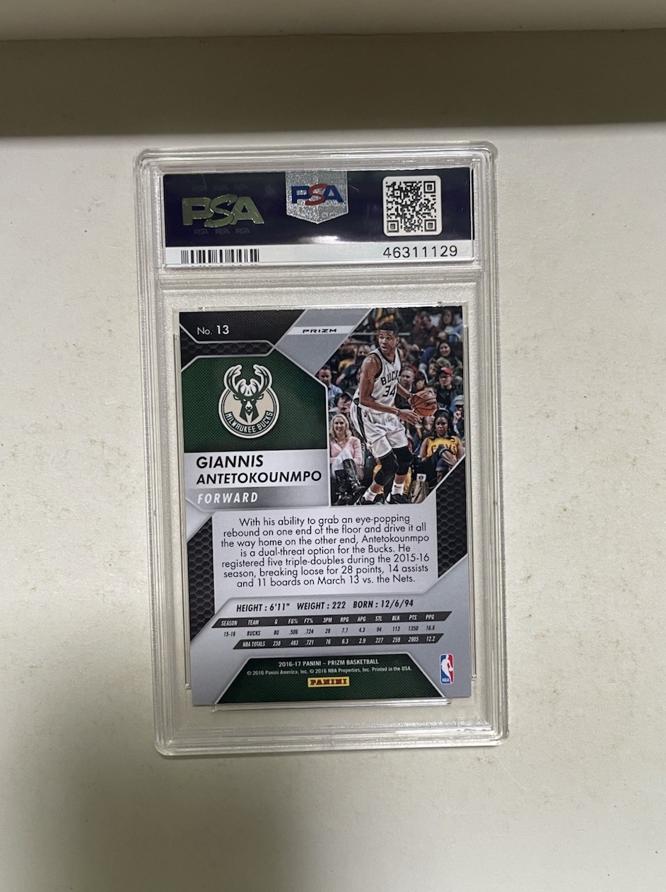 2016 Panini Prizm Giannis Antetokounmpo Checkerboard Prizm PSA 9 Heat SSP RARE view 6