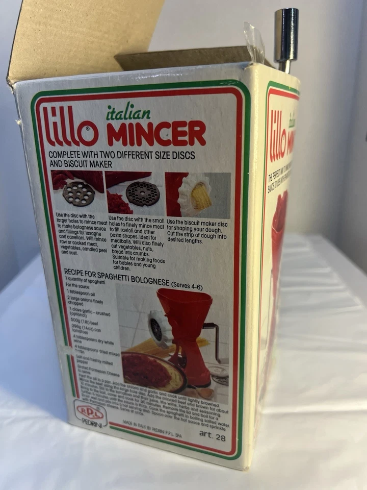 Vintage Lillo Italian Mincer Pedrini Meat Grinder Pasta Biscuit Maker- Italy - Image 3 of 3