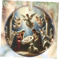 Nativity Christmas Decorations, 3.5 Inch Ceramic Religious Birth of Jesus
