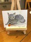 “The Yarn Keeper” Signed OOAK ACEO Original Watercolor Cat Tiny Tales Series #2 — photo 1