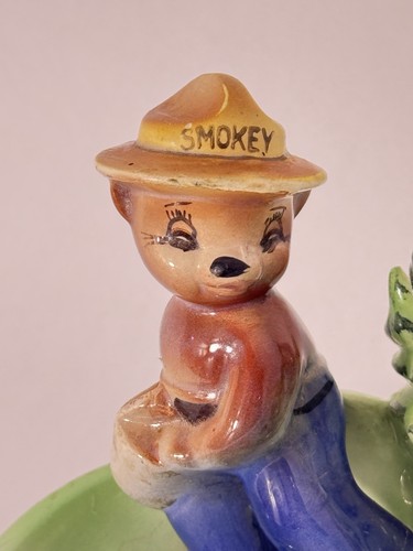 Vintage Smokey The Bear Norcrest Japan 50er Jahre Waldbrand verhindern Aschenbecher - Bild 5 von 10