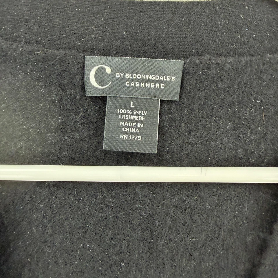 C by Bloomingdale's Cashmere Cardigan Sweater Womens Large Black Button Jacket - Image 3 of 4