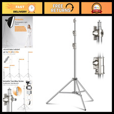 9.2 FT Heavy Duty Stainless Steel Photography Tripod Stand for Strobe, LED, Soft