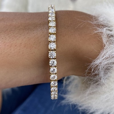 14K Yellow Gold Tennis Bracelet 8.7ct Round Labcreated Diamond F/VS Appraised