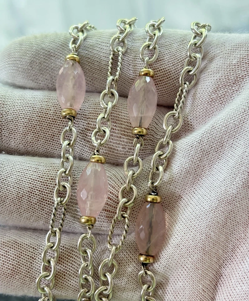 Collar Estación Cuarzo Rosa Joux Oro 925 y 18k David Yurman 34"  Foto 2 de 4