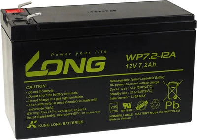 POWERY Batería de repuesto KungLong para UPS APC Back-UPS ES700 12V 7,2Ah/86Wh plomo ácido negro