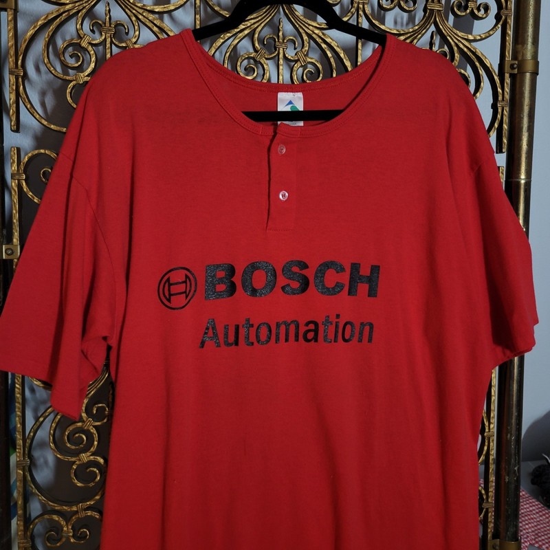 Vintage 90s Henley Bosch Automation Tech Single Stitch Softball Baseball XL VTG