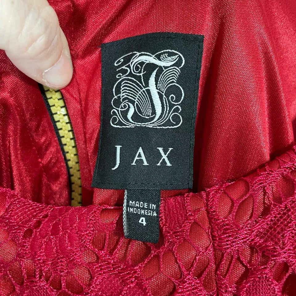 Vestido midi JAX Black Label para mujer rojo de encaje sin mangas - Talla 4 - Sexy cóctel Foto 4 de 4
